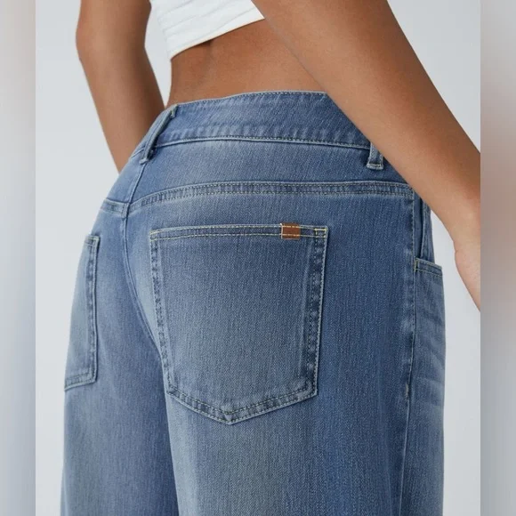 🛍️SALE🛍️ Halara Flex™ Asymmetric Low Rise Baggy Wide Leg Washed Casual Jeans - Picture 4 of 12